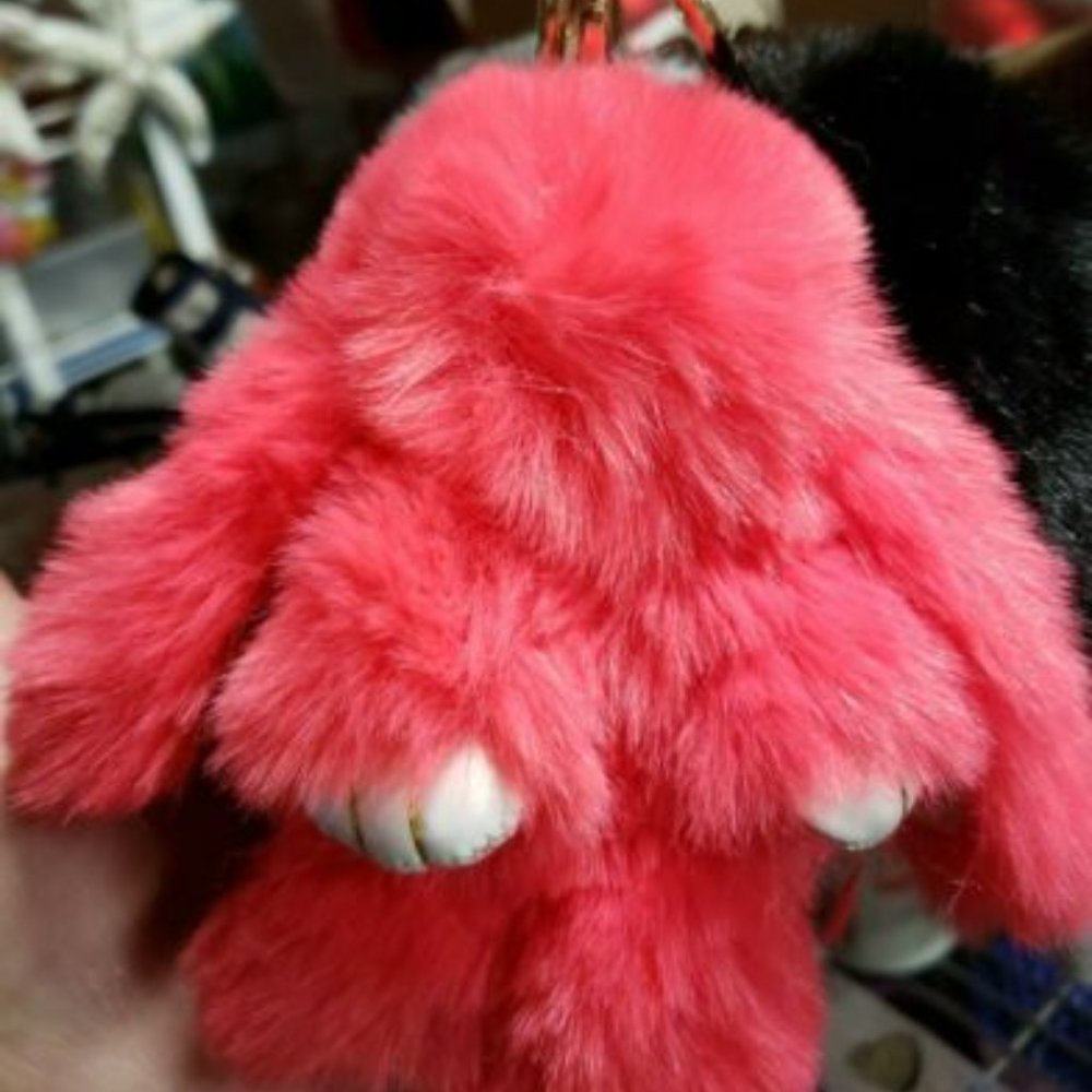 Furry Bunny Rabbit Plush Keychain
